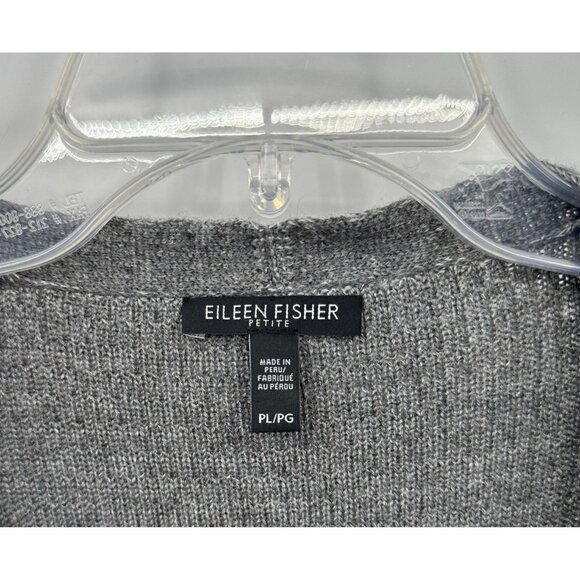 EILEEN FISHER cardigan sweater pockets jacket open front charcoal gray PL - Picture 5 of 5